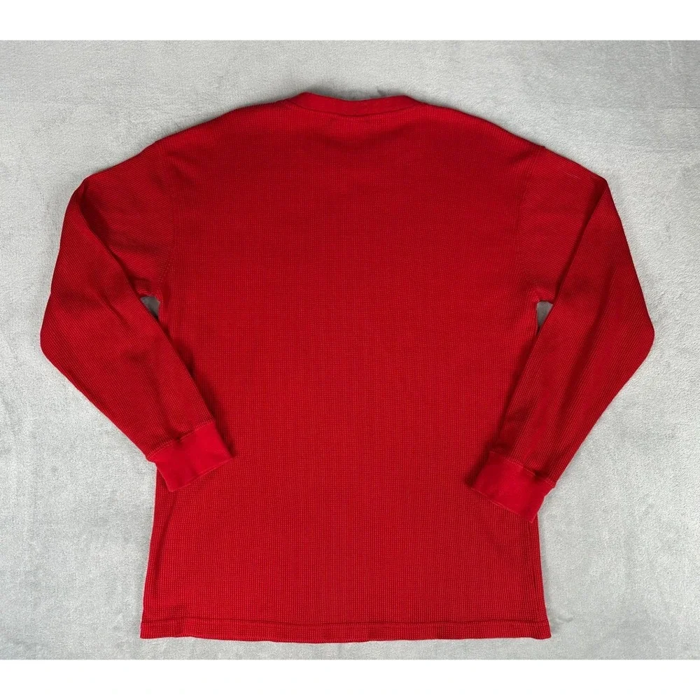 South Pole Y2K Red Thermal Waffle Knit Crewneck Sweater Men's XXL Long Sleeve